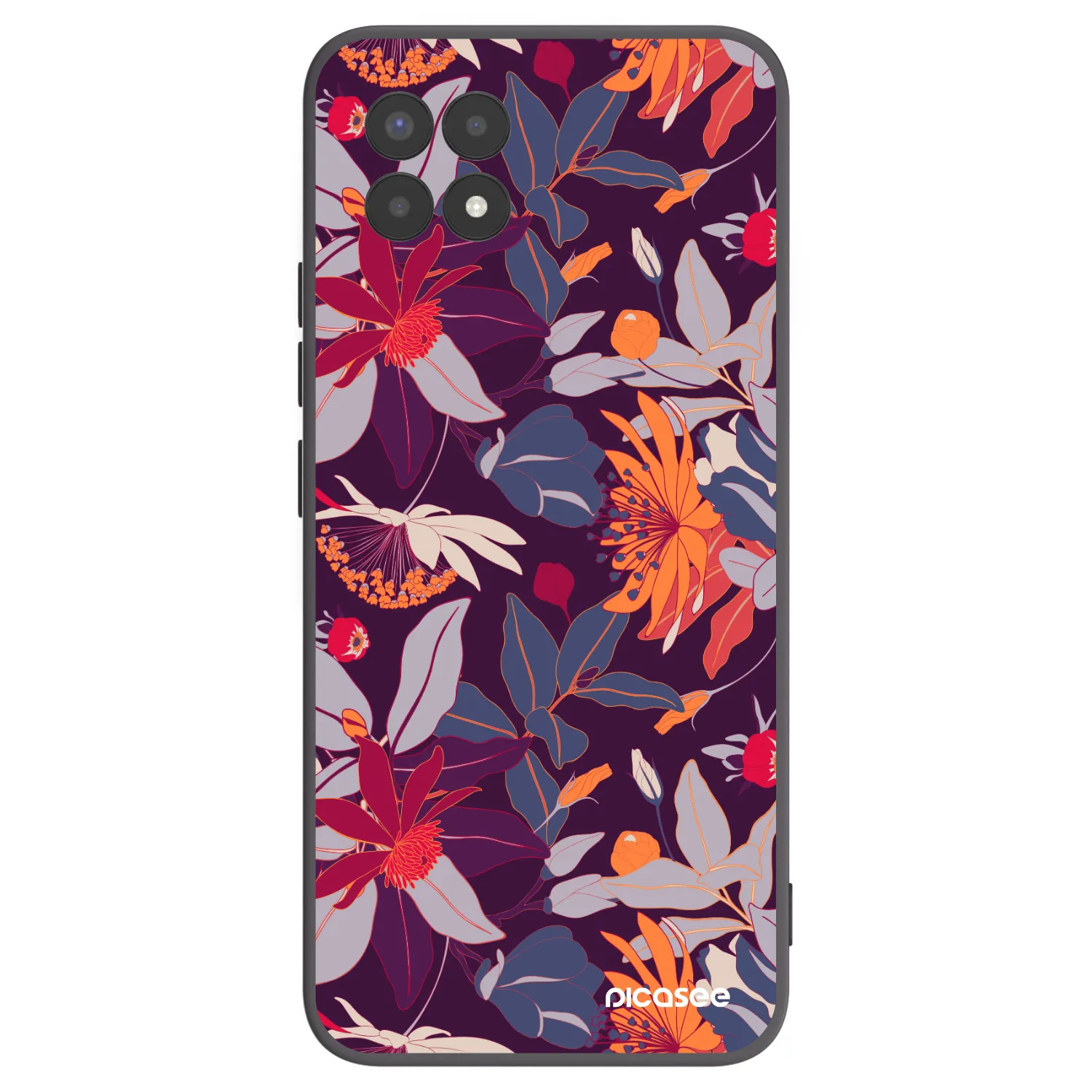 Picasee silikonski črni ovitek za Realme 8i - Purple Leaf