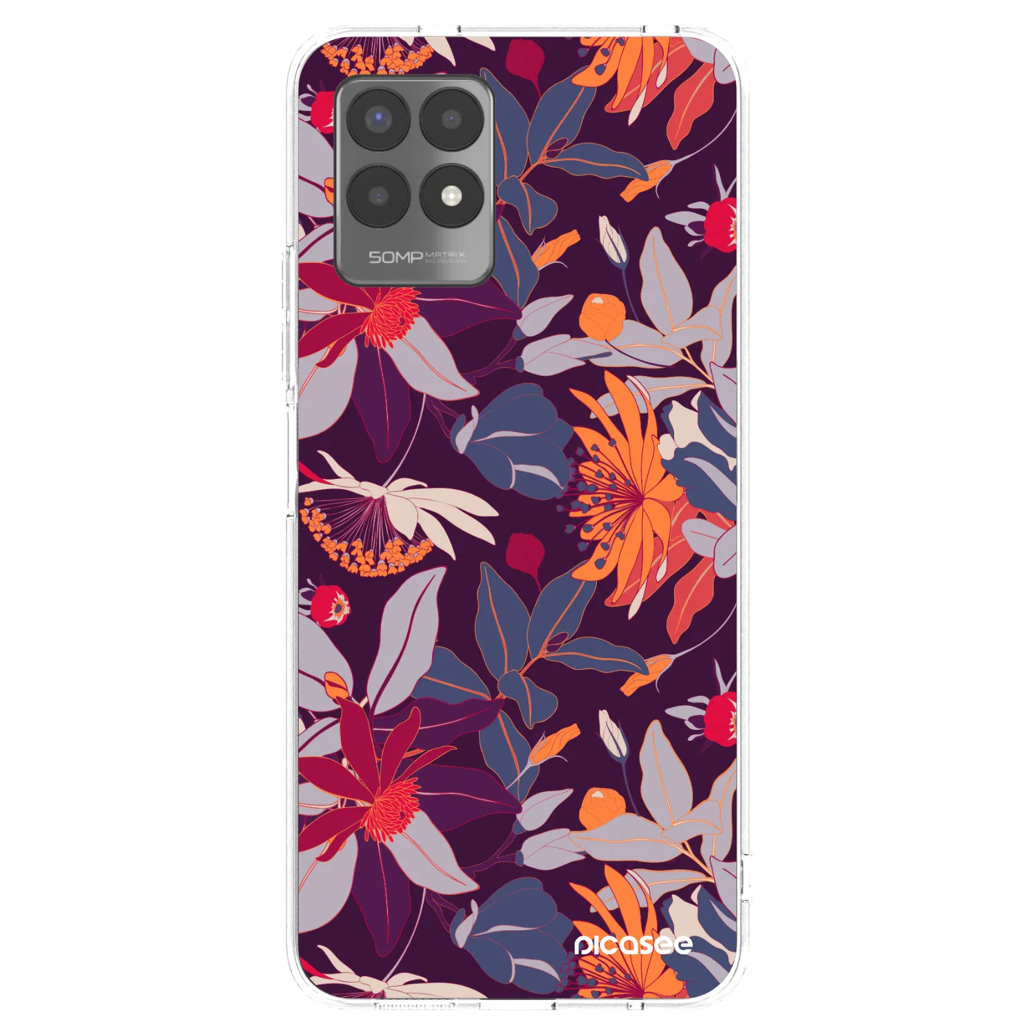 Picasee silikonski prozorni ovitek za Realme 8i - Purple Leaf