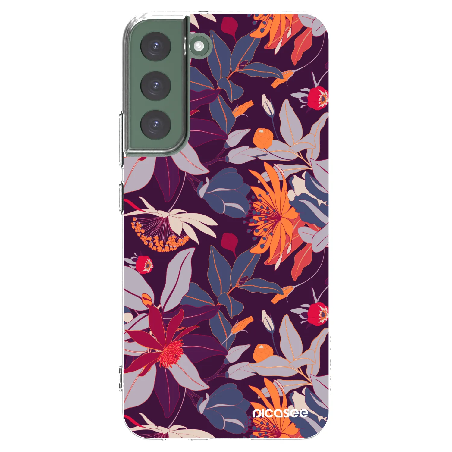 Picasee silikonski prozorni ovitek za Samsung Galaxy S22+ 5G - Purple Leaf
