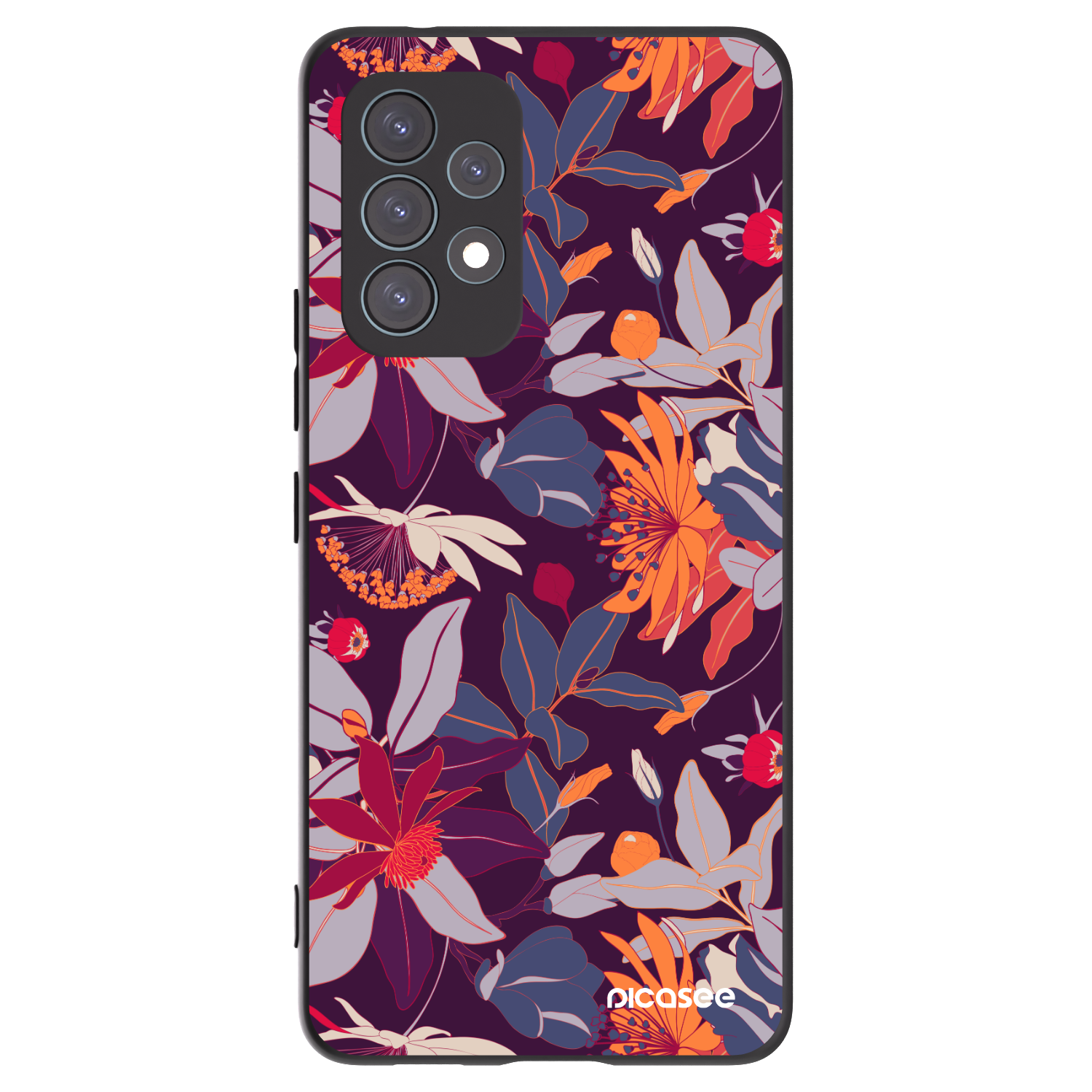 Picasee silikonski črni ovitek za Samsung Galaxy A53 5G A536 - Purple Leaf