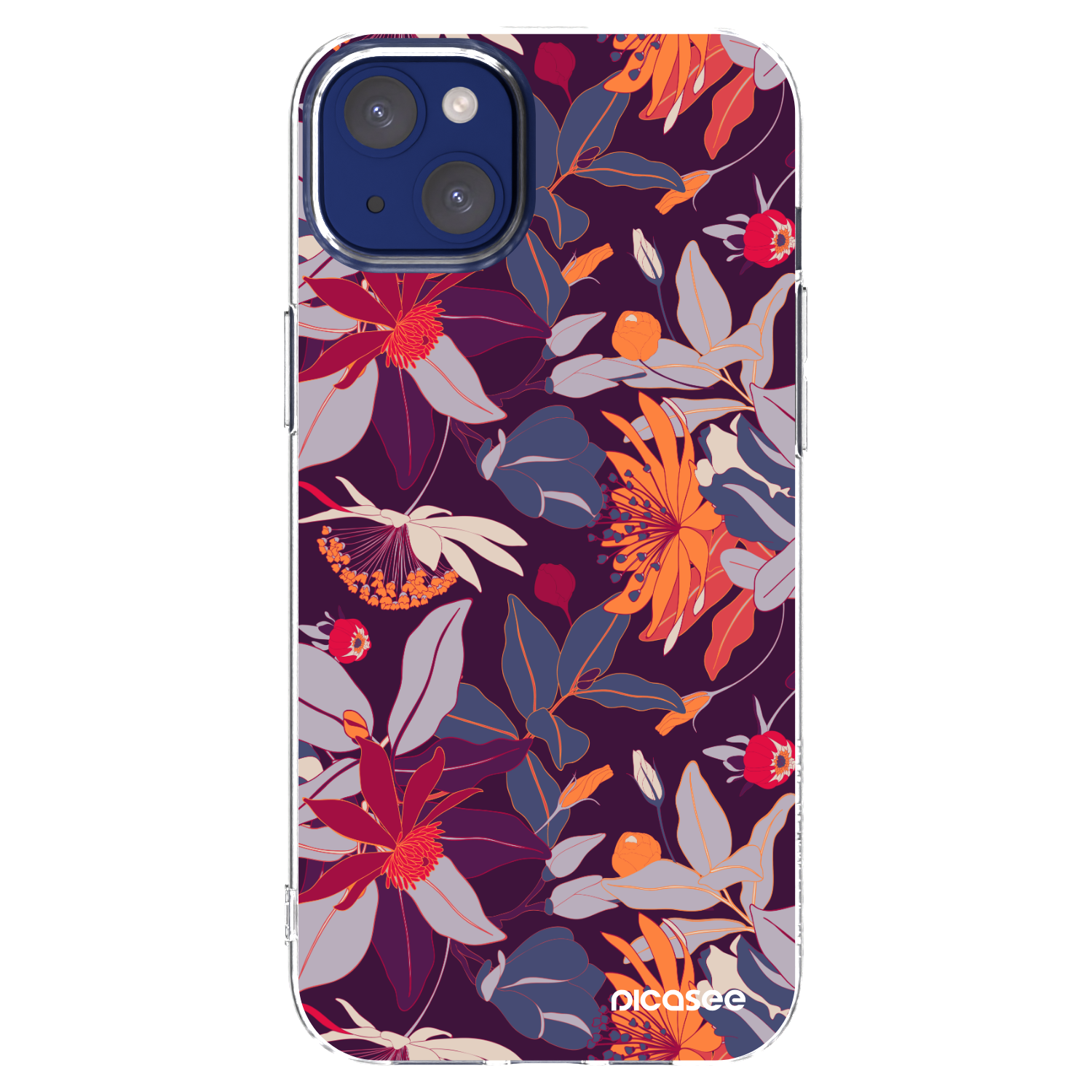 Picasee silikonski prozorni ovitek za Apple iPhone 14 Plus - Purple Leaf