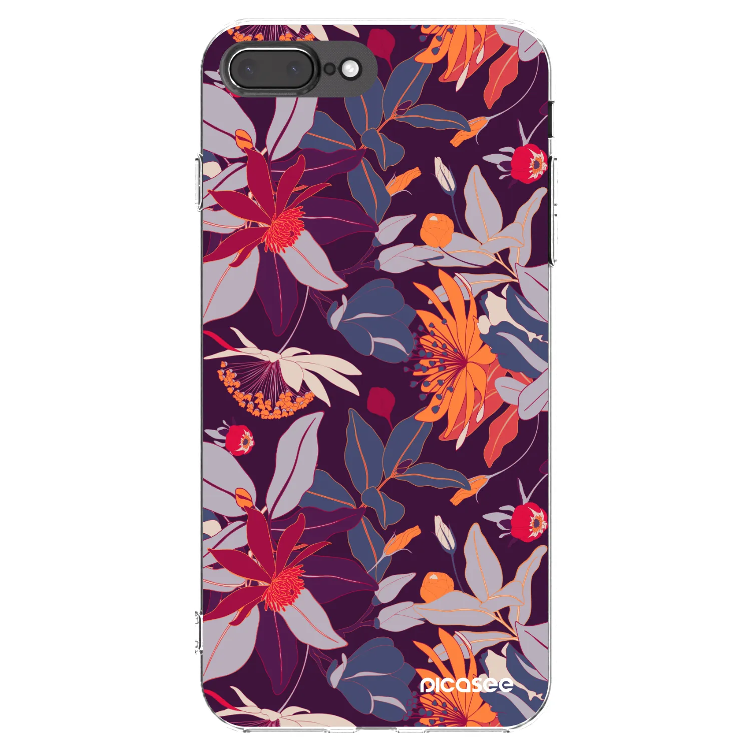 Picasee silikonski prozorni ovitek za Apple iPhone 8 Plus - Purple Leaf