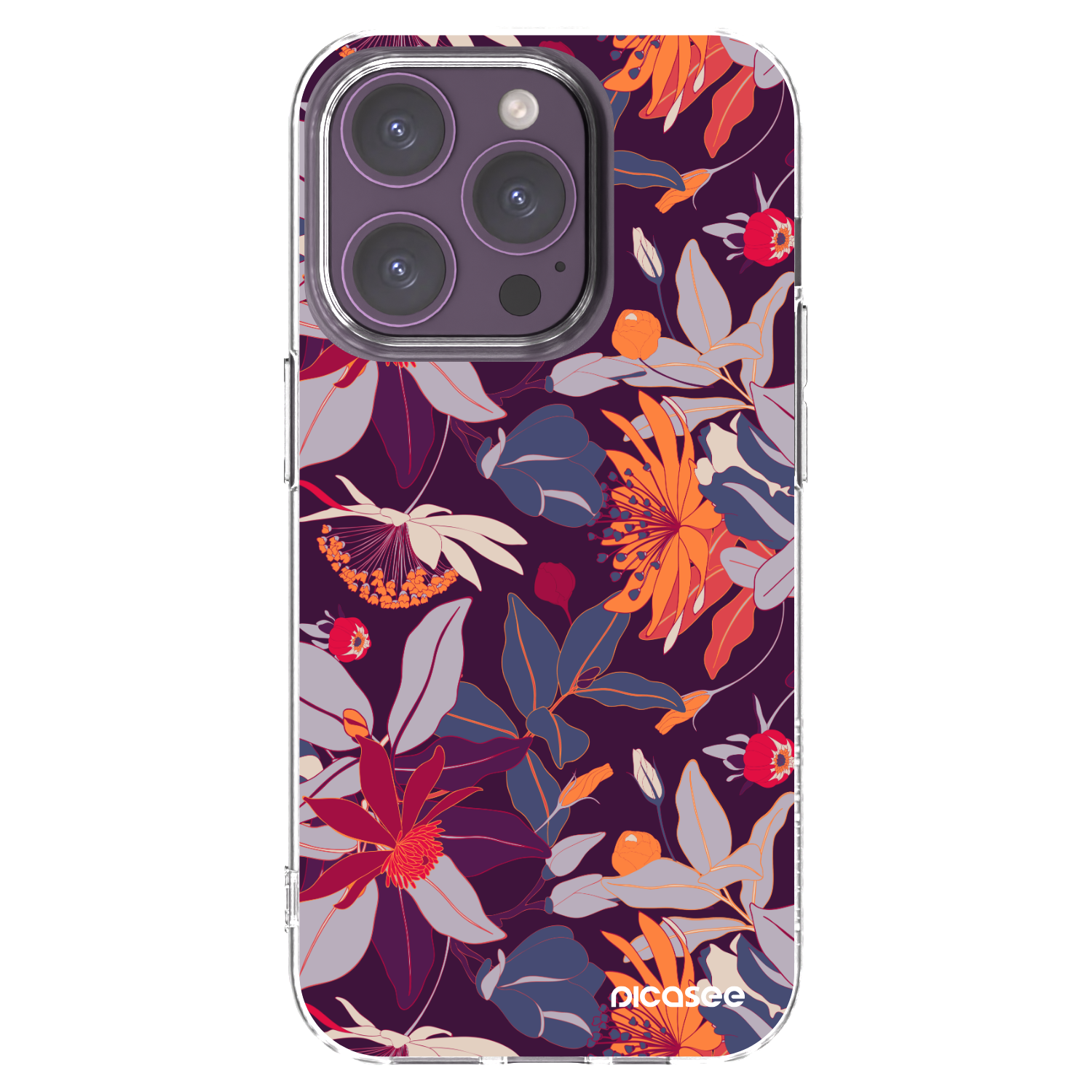 Picasee silikonski prozorni ovitek za Apple iPhone 14 Pro - Purple Leaf