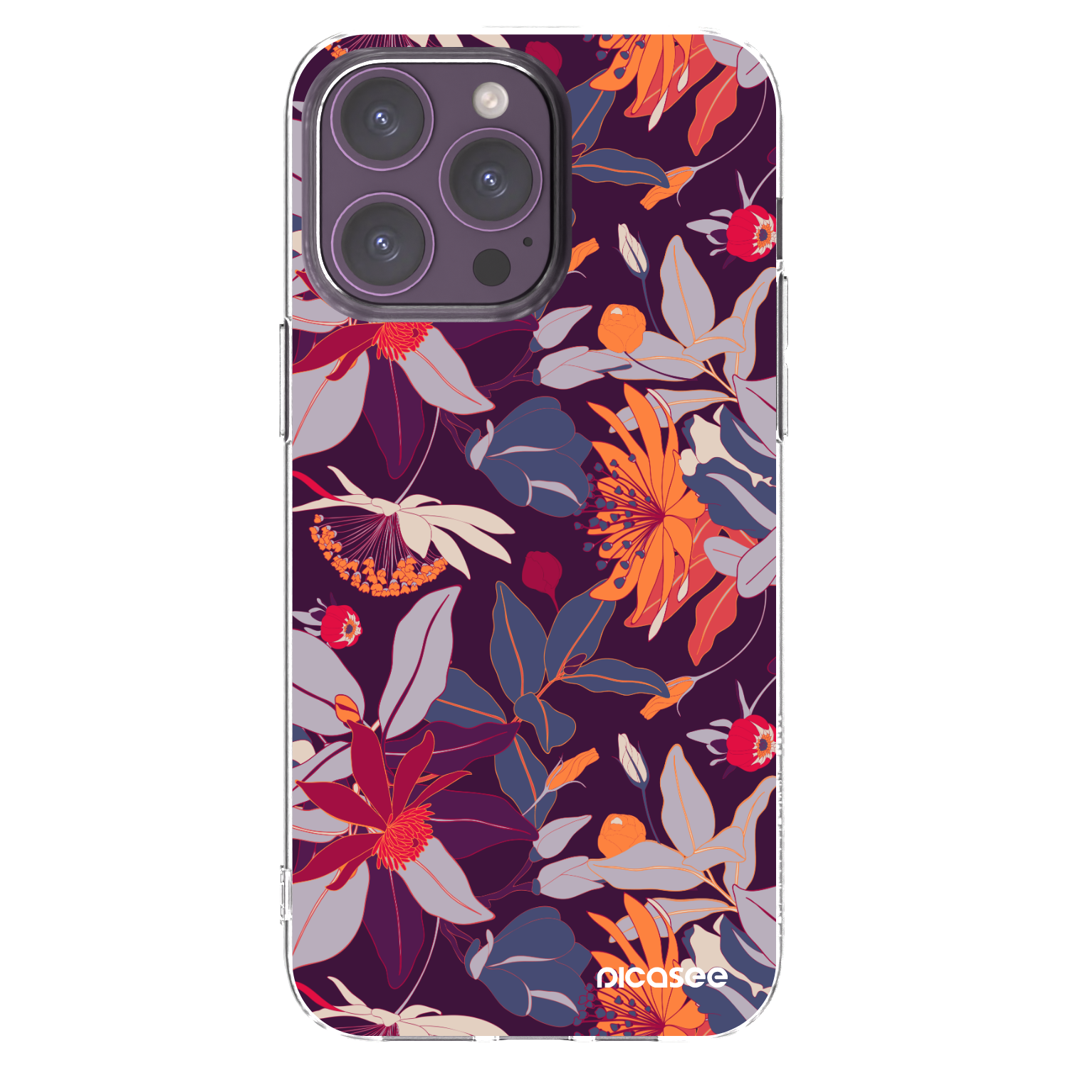 Picasee silikonski prozorni ovitek za Apple iPhone 14 Pro Max - Purple Leaf