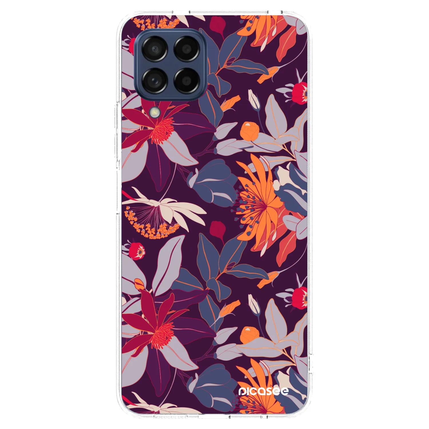 Picasee silikonski prozorni ovitek za Samsung Galaxy M53 5G - Purple Leaf