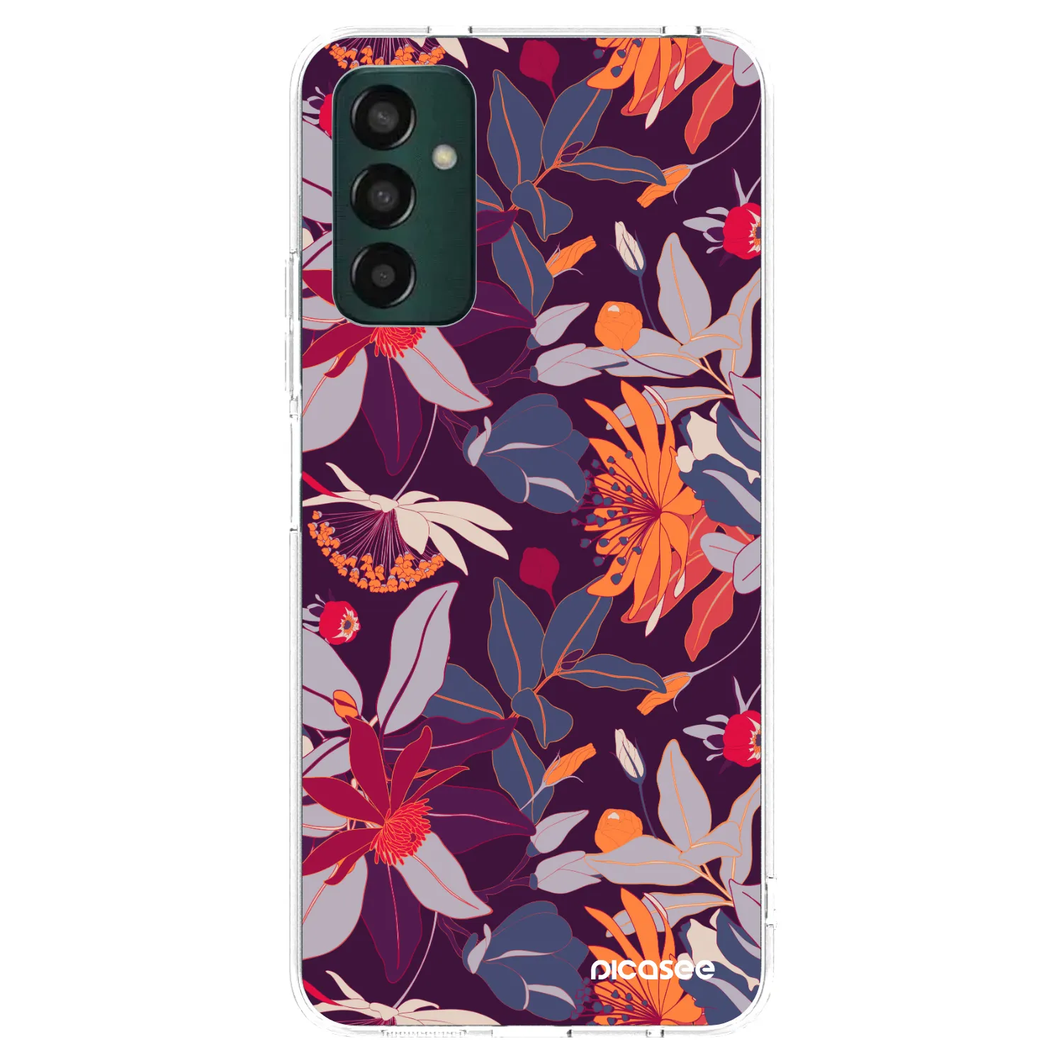 Picasee silikonski prozorni ovitek za Samsung Galaxy M13 M135F - Purple Leaf