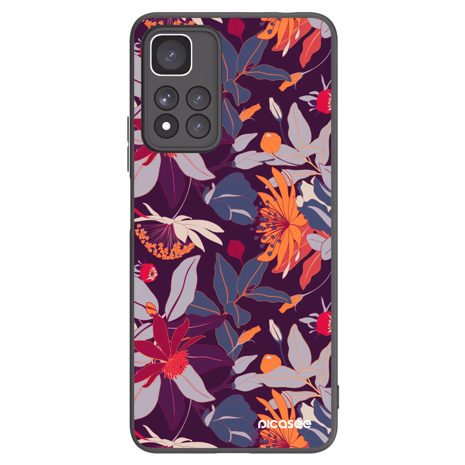 Picasee silikonski črni ovitek za Xiaomi Redmi Note 11 Pro+ 5G - Purple Leaf