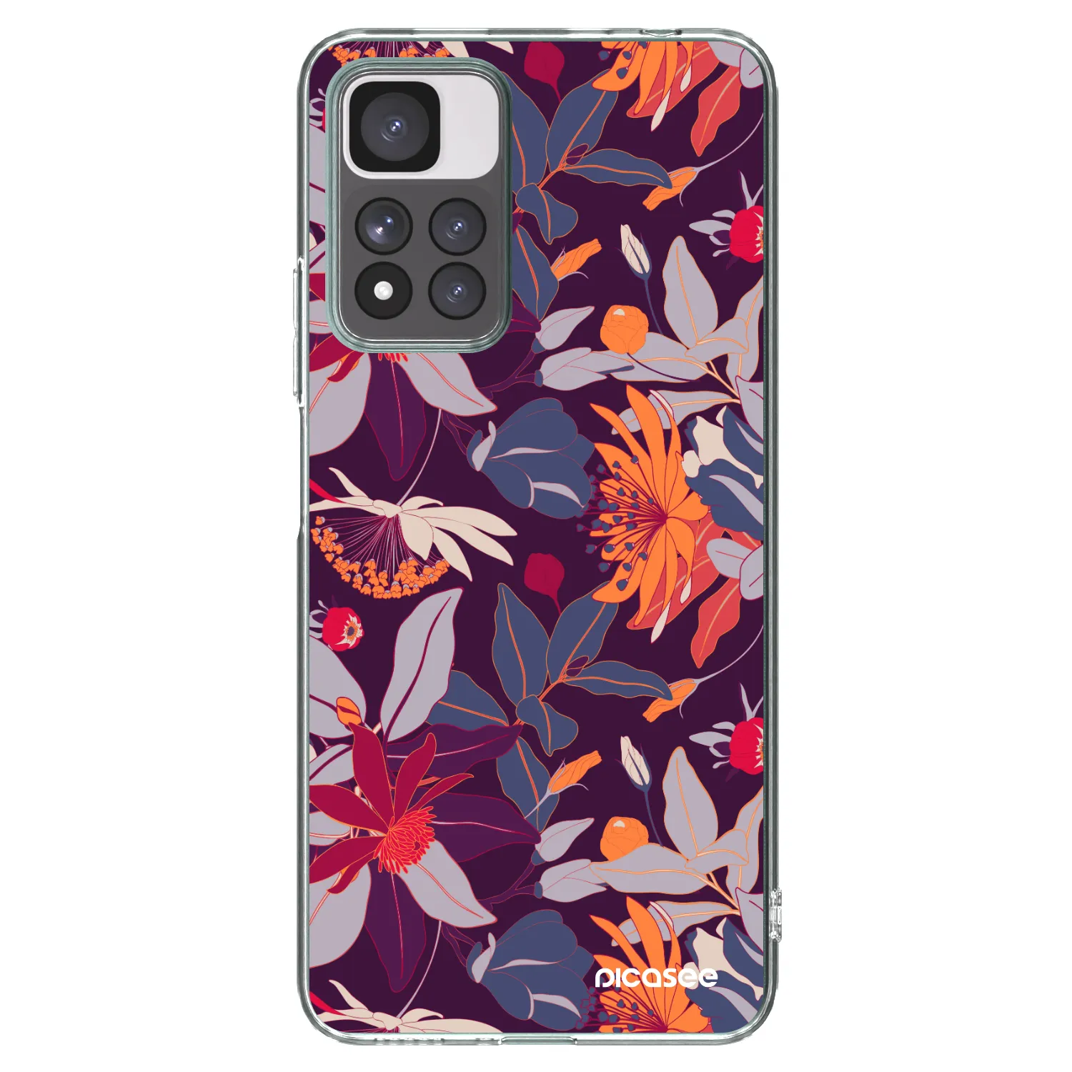 Picasee silikonski prozorni ovitek za Xiaomi Redmi Note 11 Pro+ 5G - Purple Leaf