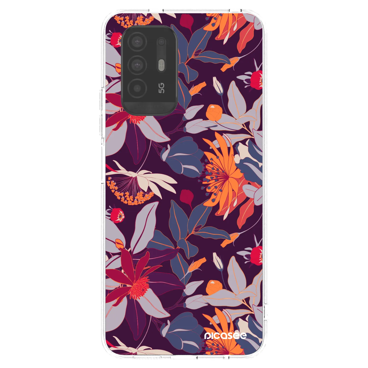 Picasee silikonski prozorni ovitek za OPPO A94 5G - Purple Leaf