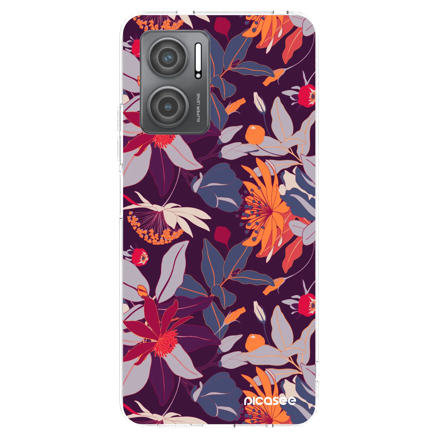 Picasee silikonski prozorni ovitek za Xiaomi Redmi 10 5G - Purple Leaf