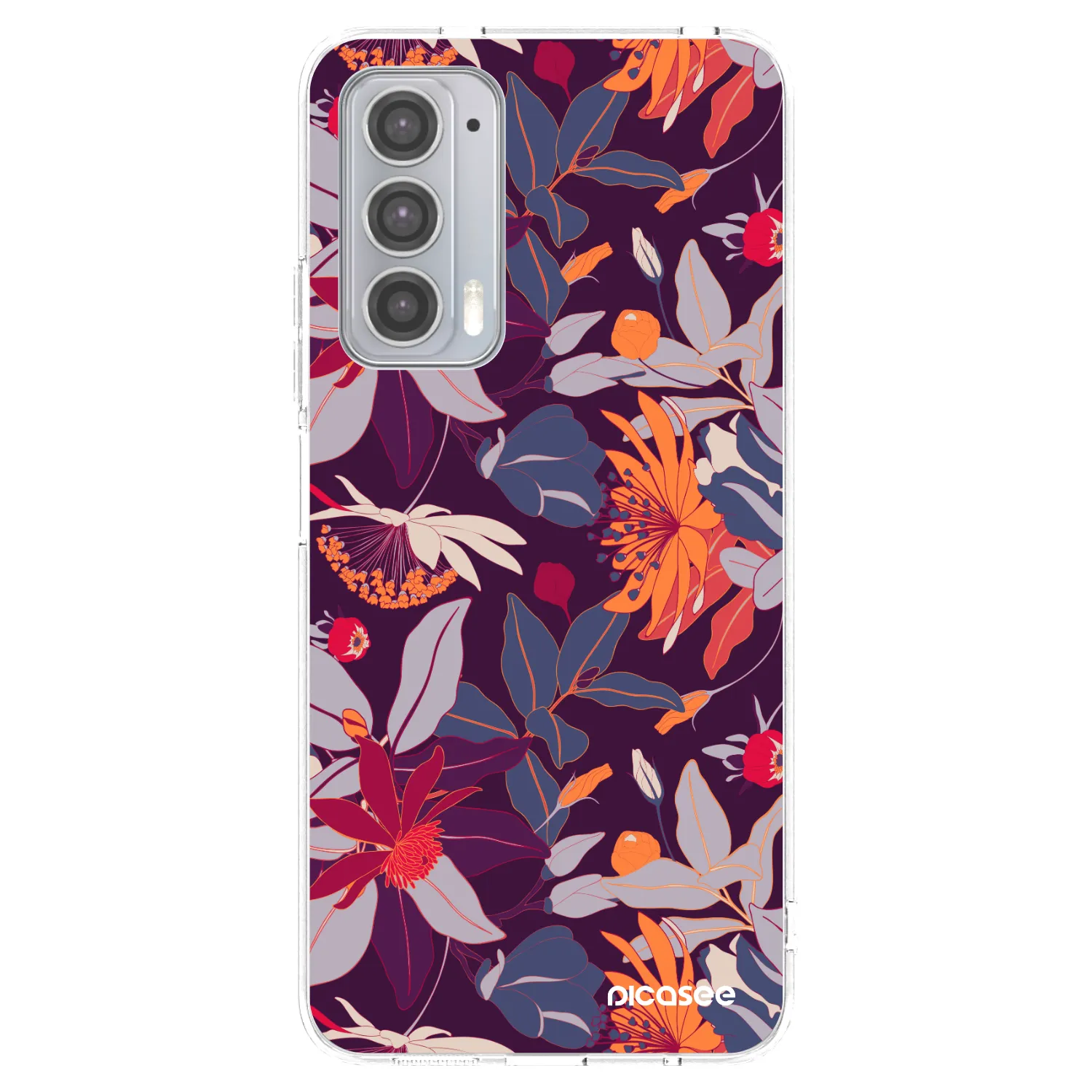 Picasee silikonski prozorni ovitek za Motorola Edge 20 - Purple Leaf