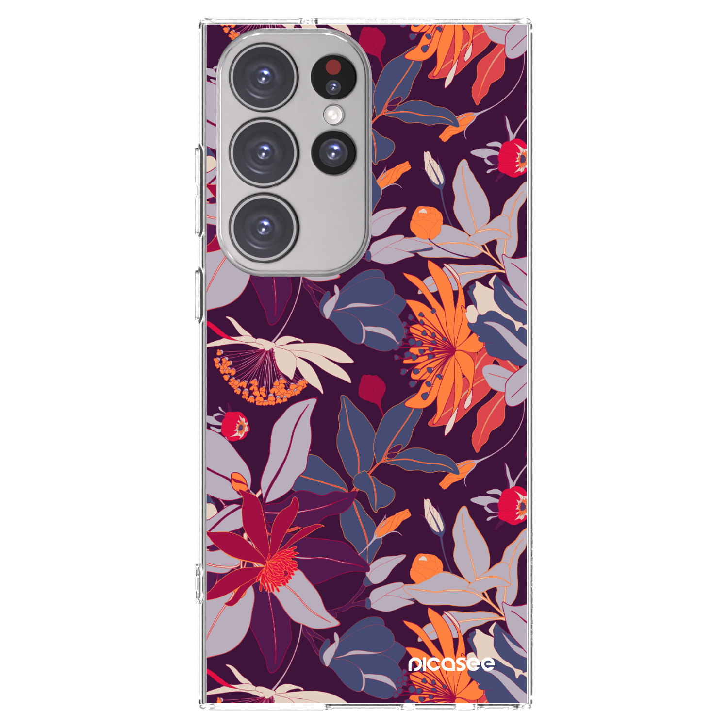 Picasee silikonski prozorni ovitek za Samsung Galaxy S23 Ultra 5G - Purple Leaf