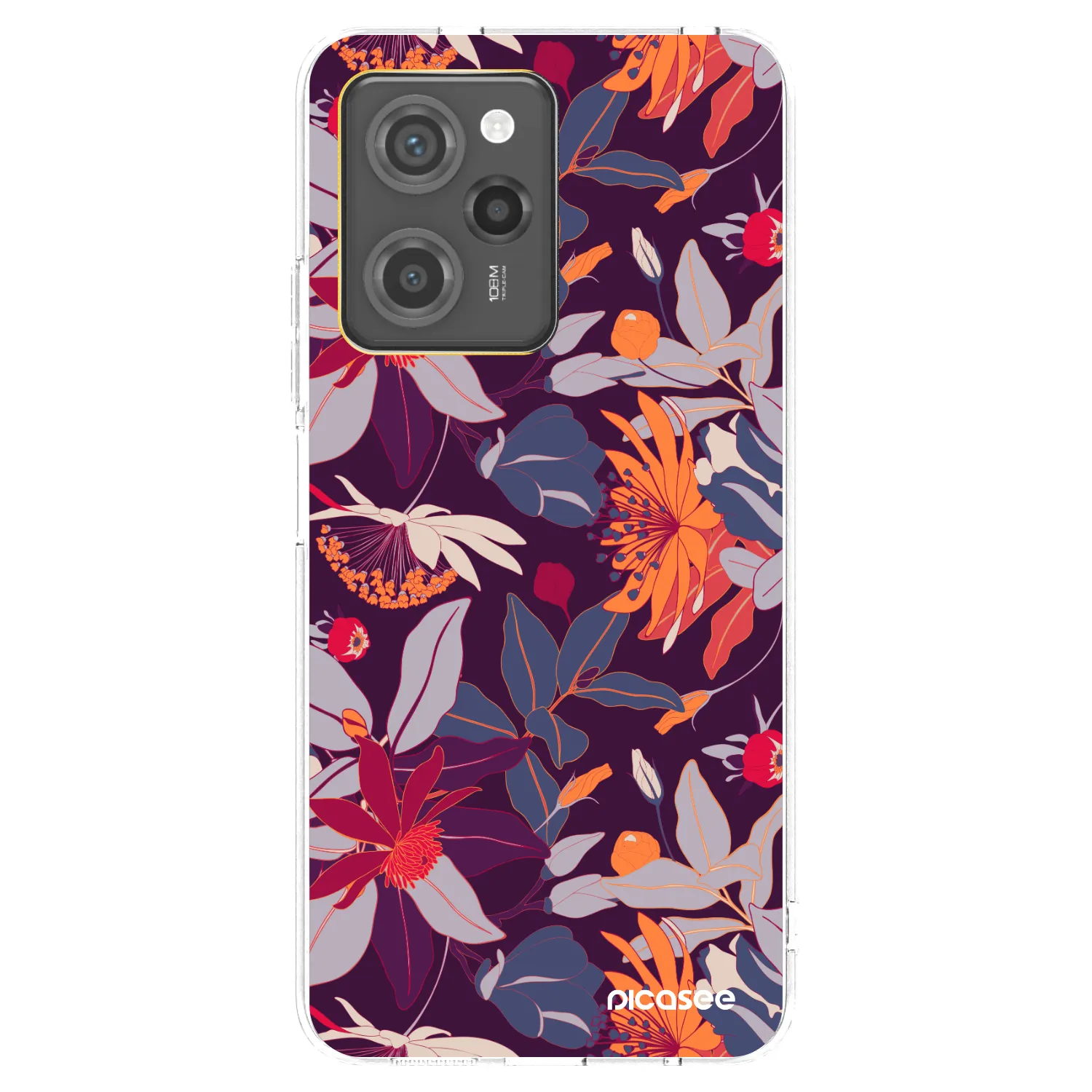Picasee silikonski prozorni ovitek za Xiaomi Poco X5 Pro - Purple Leaf