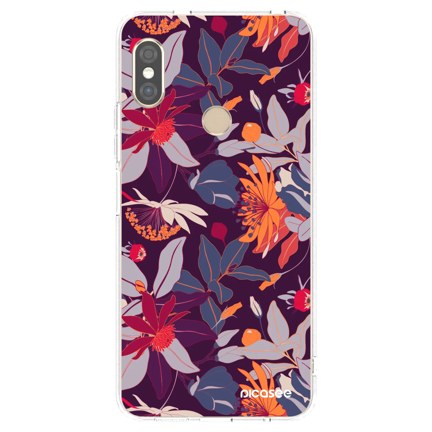 Picasee silikonski prozorni ovitek za Xiaomi Redmi Note 5 Global - Purple Leaf