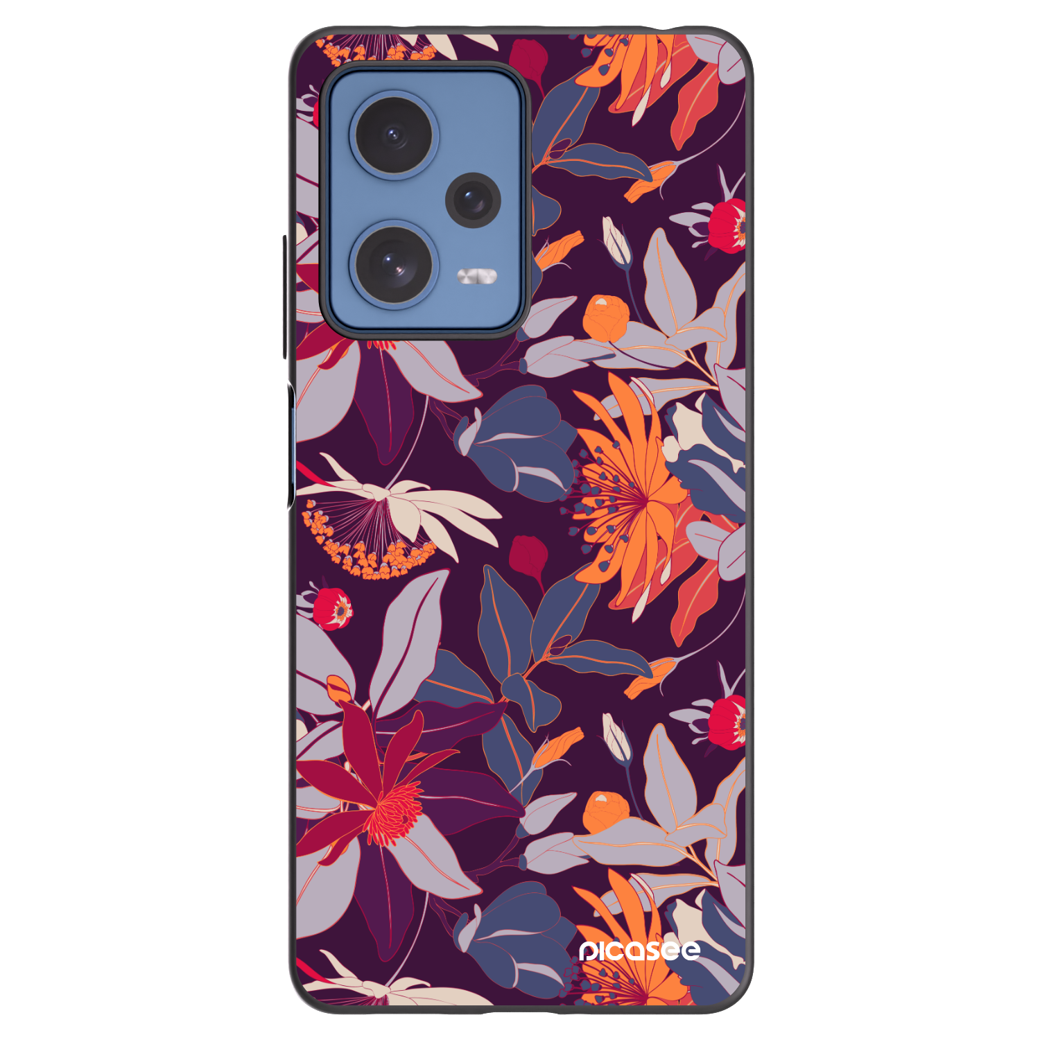 Picasee silikonski črni ovitek za Xiaomi Redmi Note 12 Pro 5G - Purple Leaf