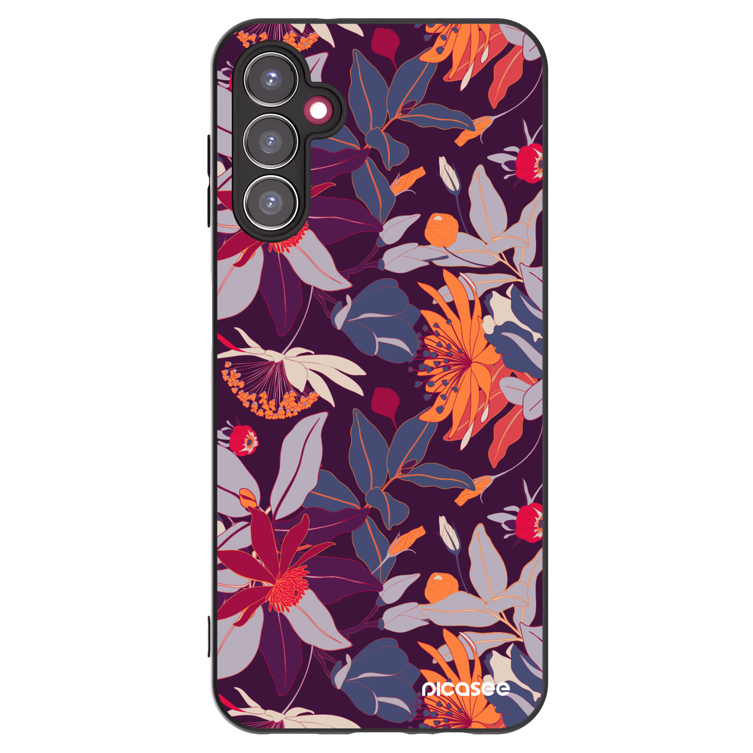 Picasee silikonski črni ovitek za Samsung Galaxy A14 4G A145R - Purple Leaf
