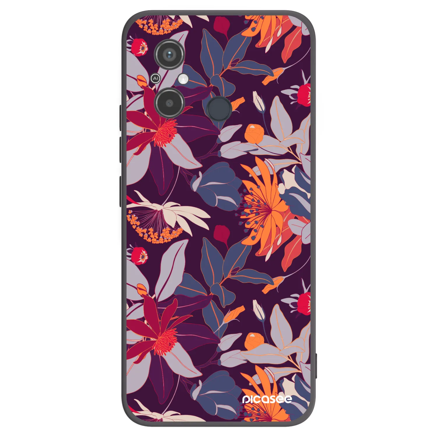 Picasee silikonski črni ovitek za Xiaomi Redmi 12C - Purple Leaf