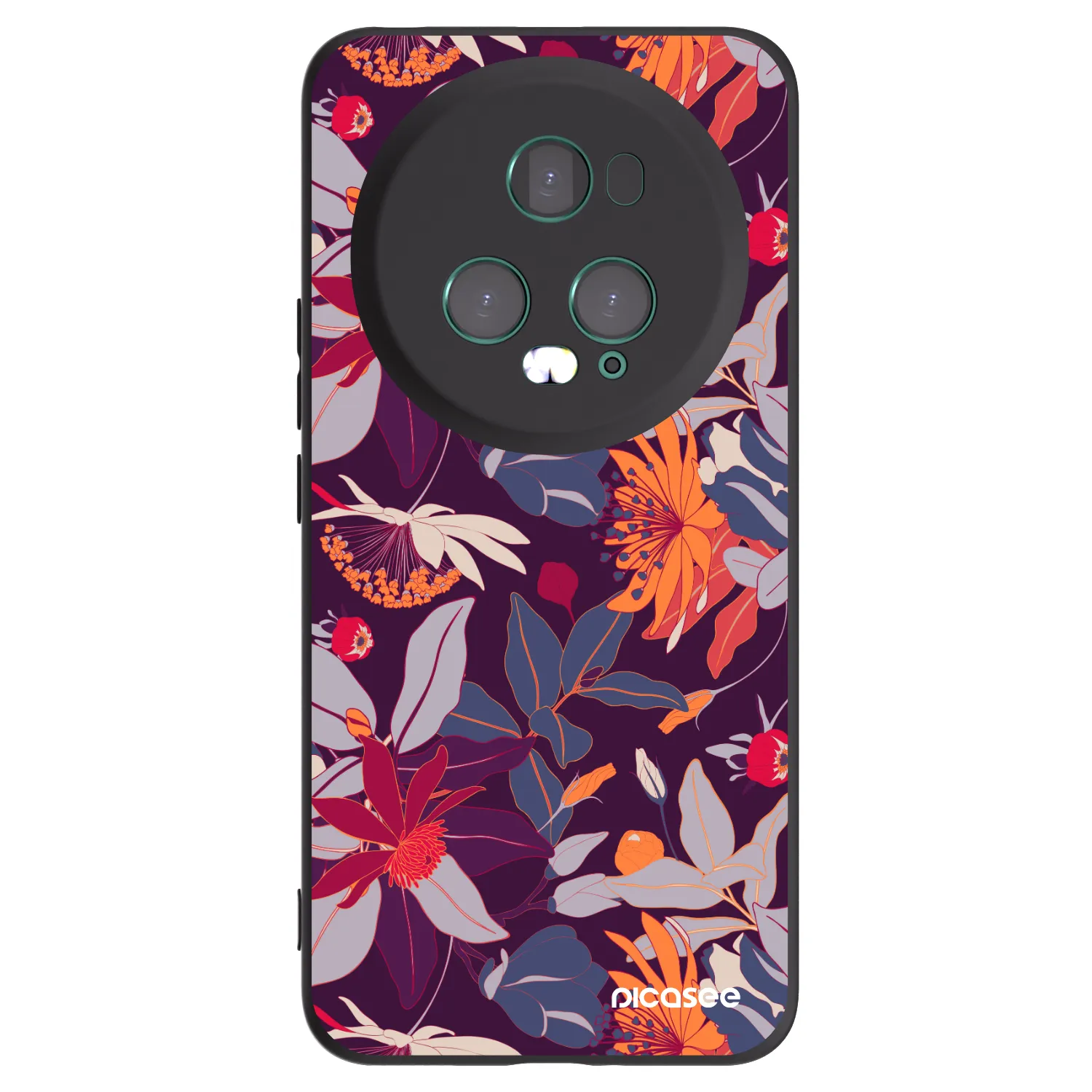 Picasee silikonski črni ovitek za Honor Magic5 Pro - Purple Leaf