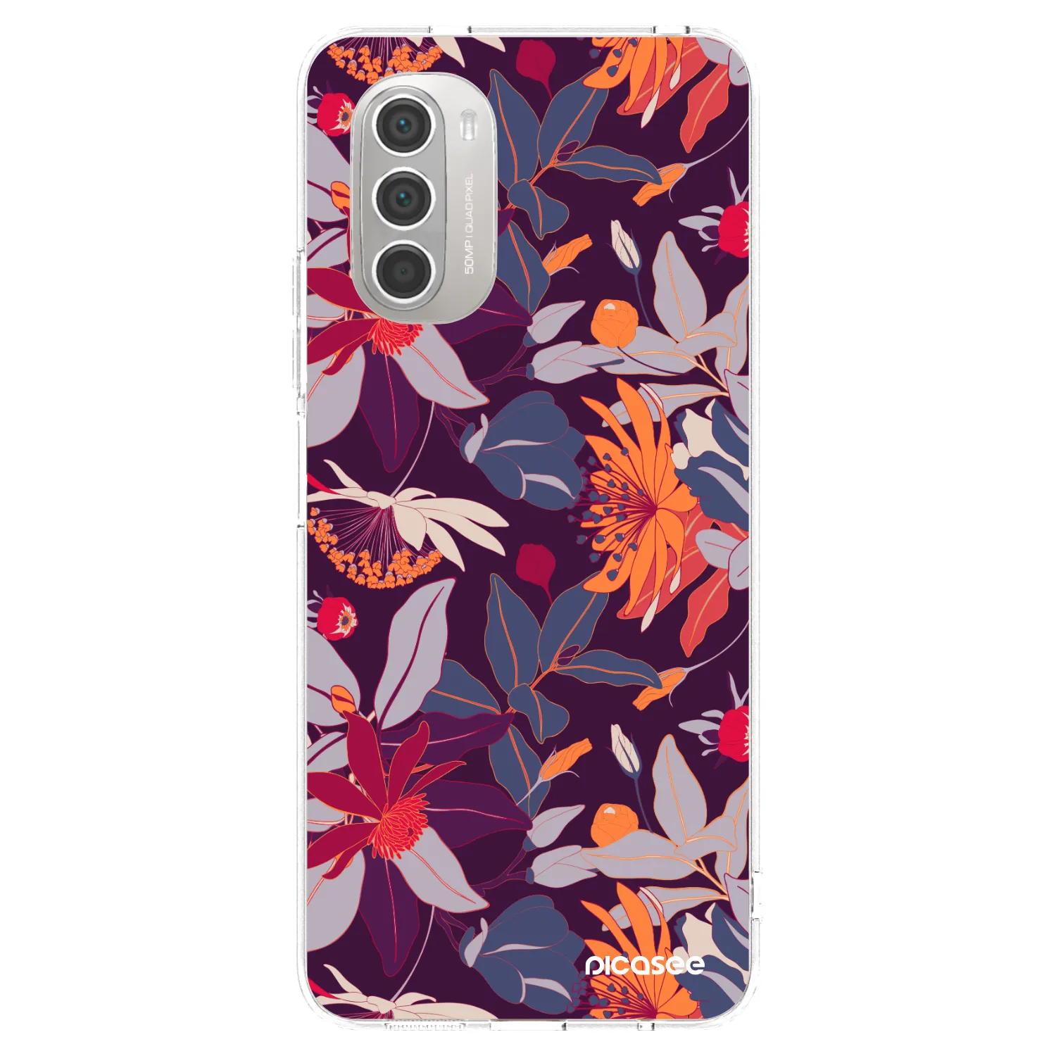 Picasee silikonski prozorni ovitek za Motorola Moto G51 - Purple Leaf