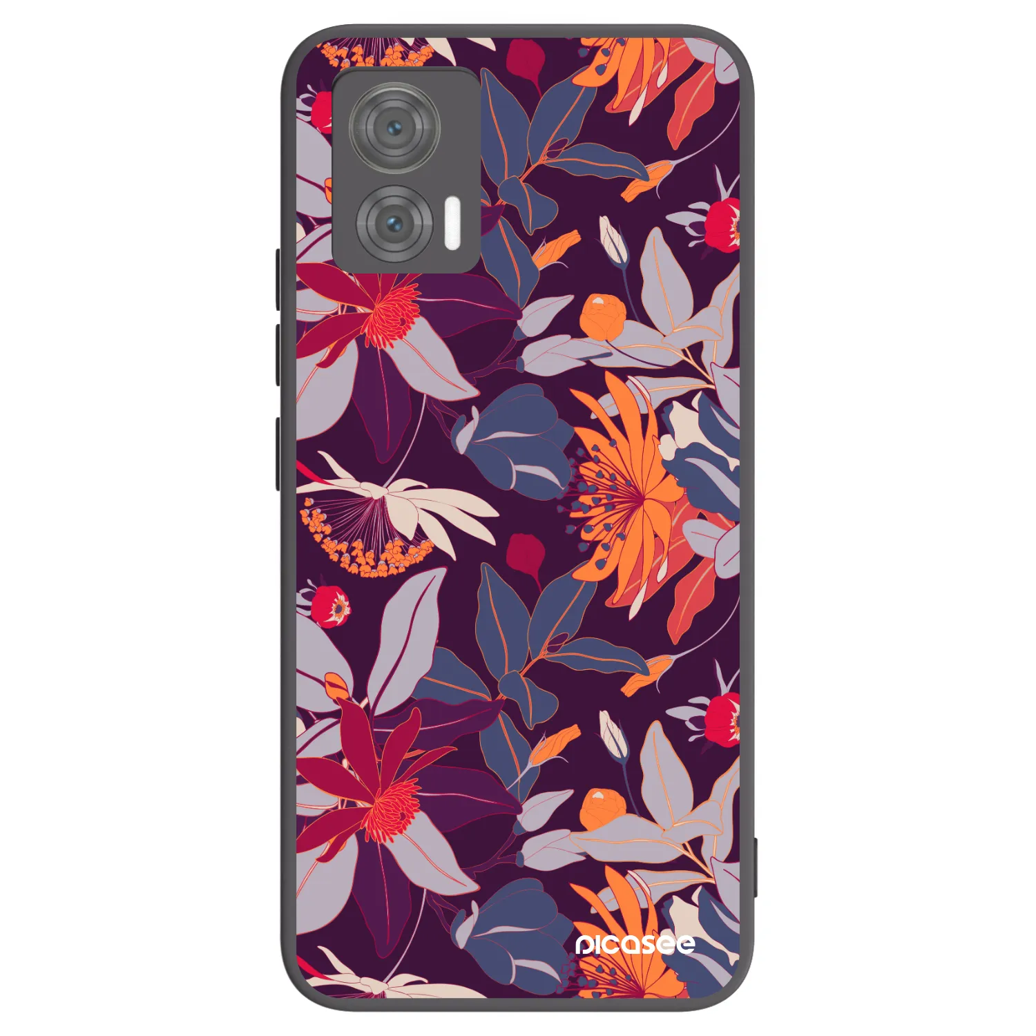 Picasee silikonski črni ovitek za Motorola Edge 30 Neo - Purple Leaf