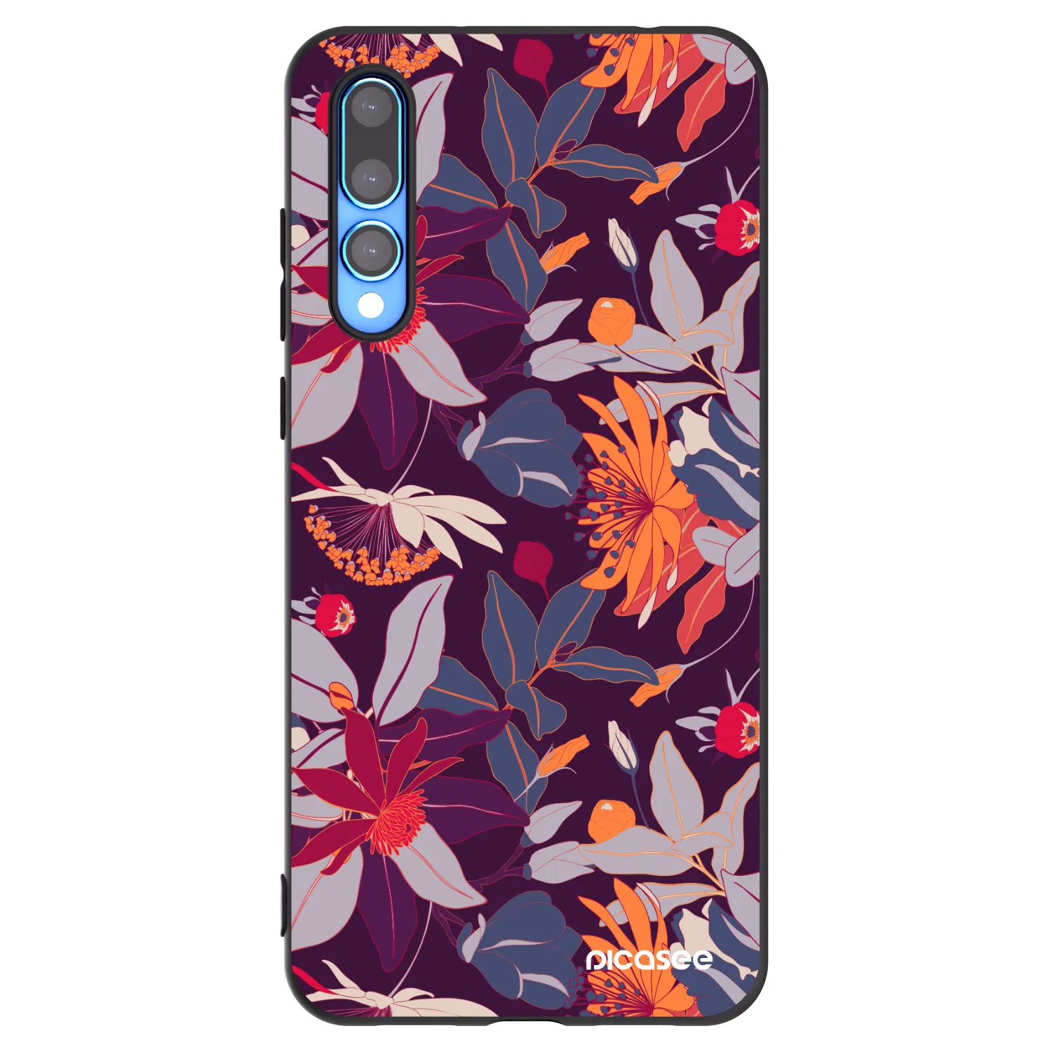 Picasee silikonski črni ovitek za Huawei P20 Pro - Purple Leaf