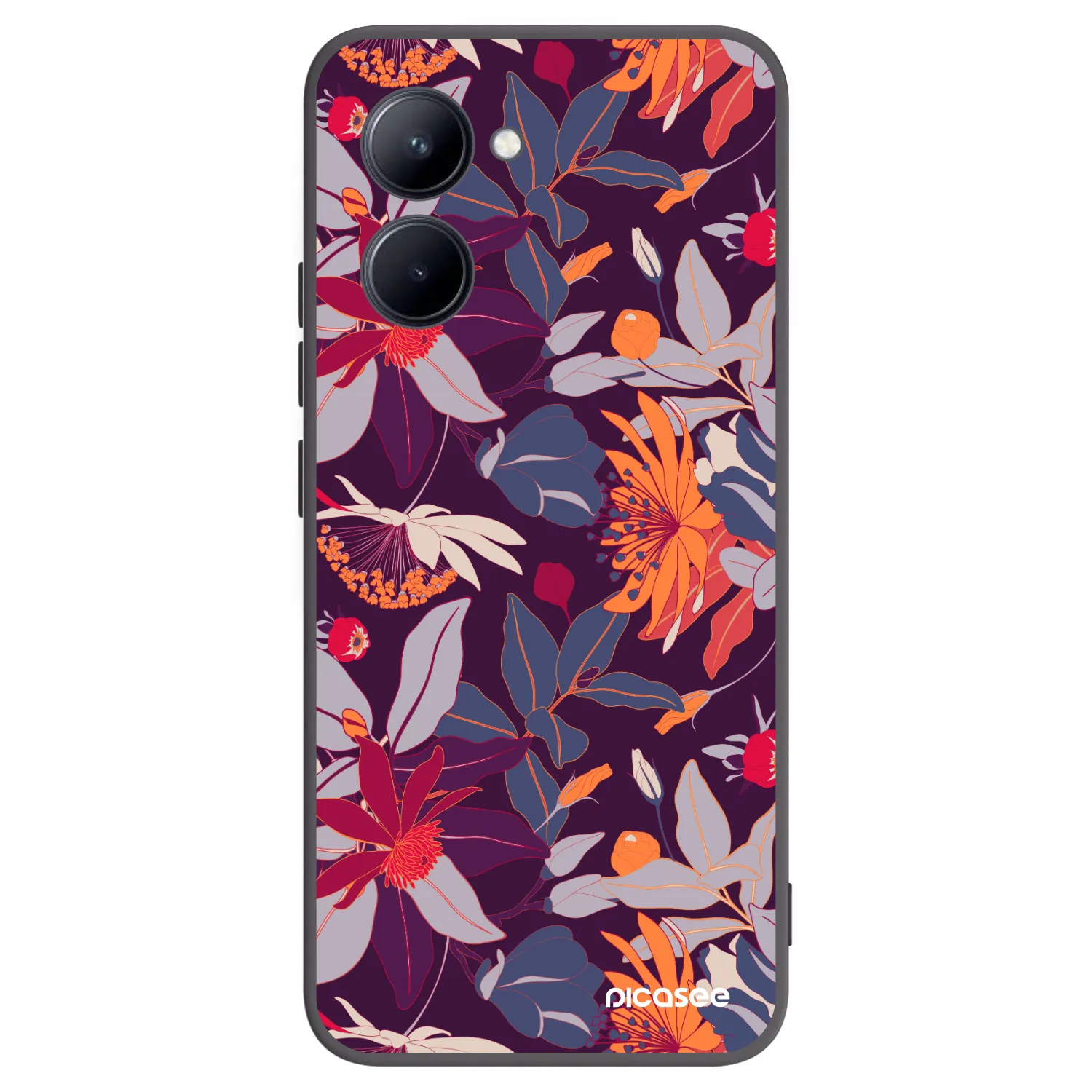 Picasee silikonski črni ovitek za Realme C33 (2023) - Purple Leaf