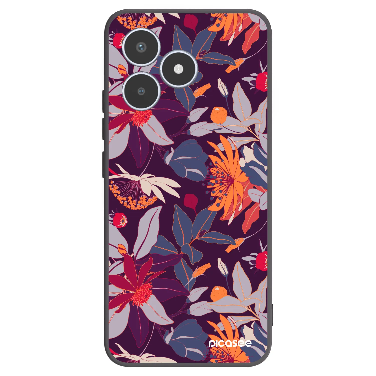 Picasee silikonski črni ovitek za Realme C53 - Purple Leaf