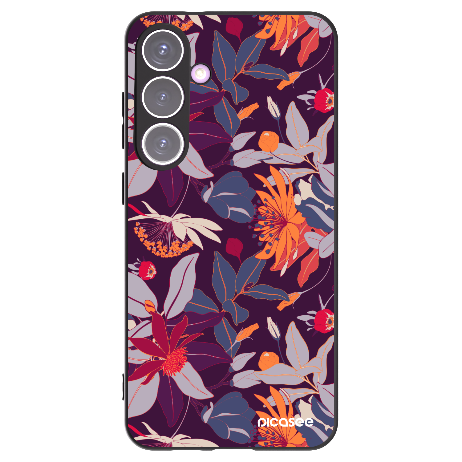 Picasee silikonski črni ovitek za Samsung Galaxy S24+ S926B 5G - Purple Leaf