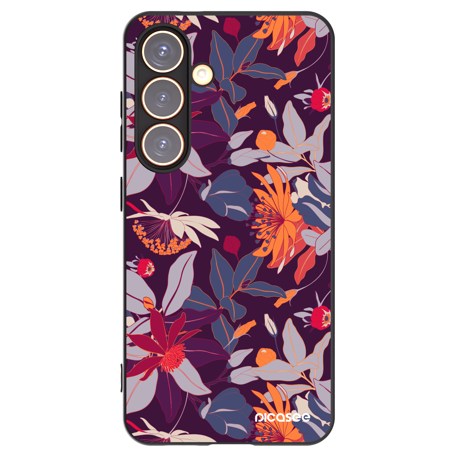Picasee silikonski črni ovitek za Samsung Galaxy S24 S921B 5G - Purple Leaf