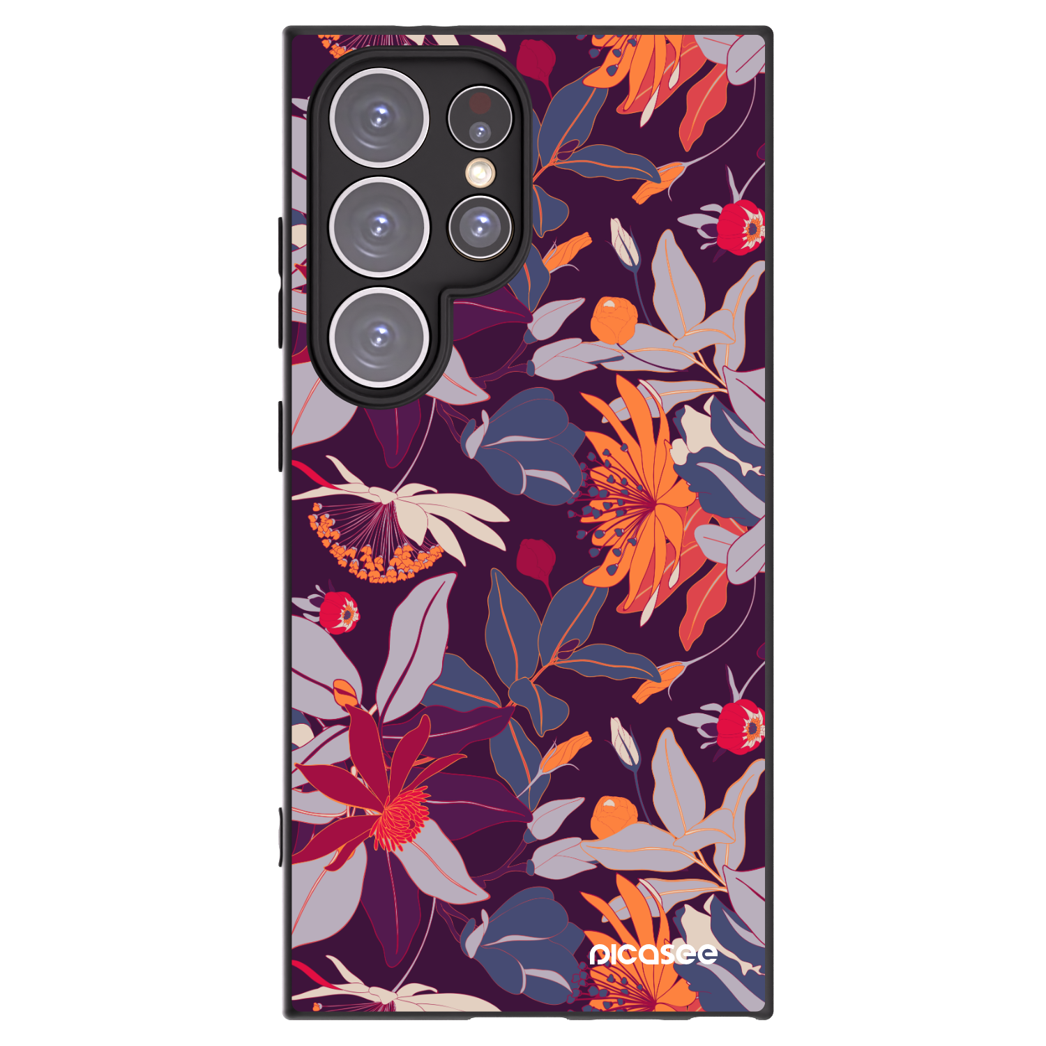 Picasee silikonski črni ovitek za Samsung Galaxy S24 Ultra S928B 5G - Purple Leaf