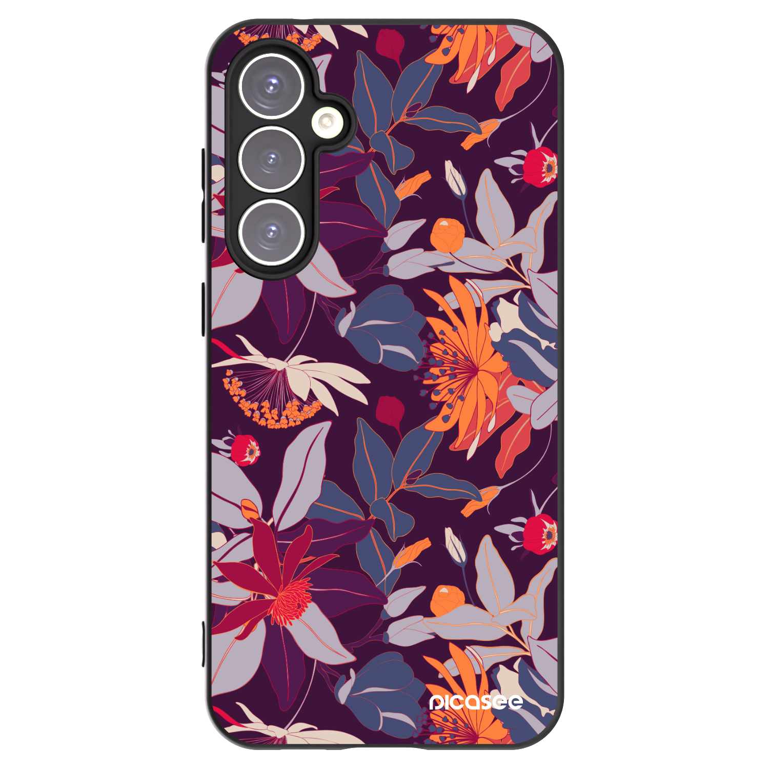 Picasee silikonski črni ovitek za Samsung Galaxy S23 FE S711B - Purple Leaf