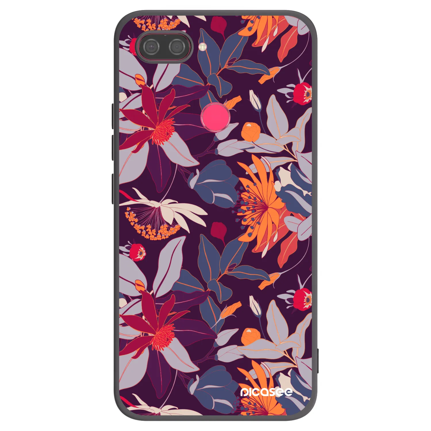 Picasee silikonski črni ovitek za Xiaomi Mi 8 Lite - Purple Leaf