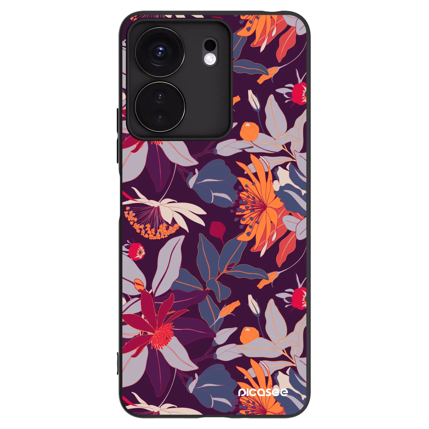 Picasee silikonski črni ovitek za Xiaomi Redmi 13C 4G - Purple Leaf