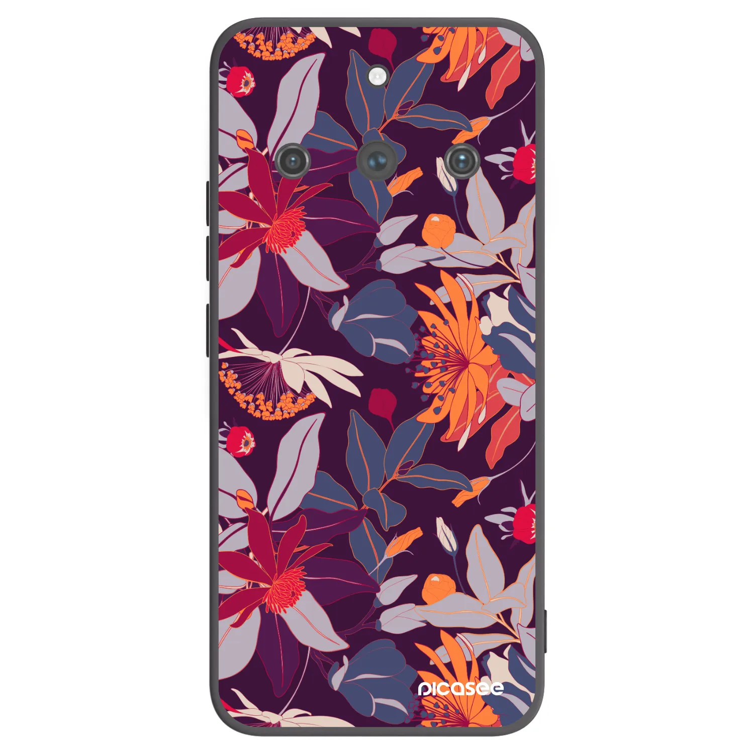 Picasee silikonski črni ovitek za Realme 11 Pro+ - Purple Leaf