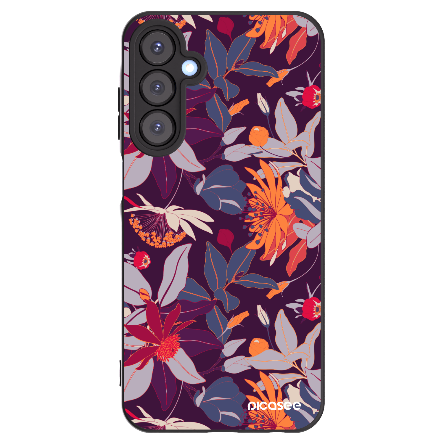 Picasee silikonski črni ovitek za Samsung Galaxy A25 A256B 5G - Purple Leaf