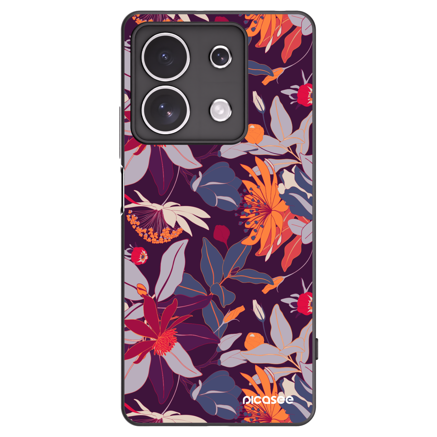 Picasee silikonski črni ovitek za Xiaomi Redmi Note 13 4G - Purple Leaf