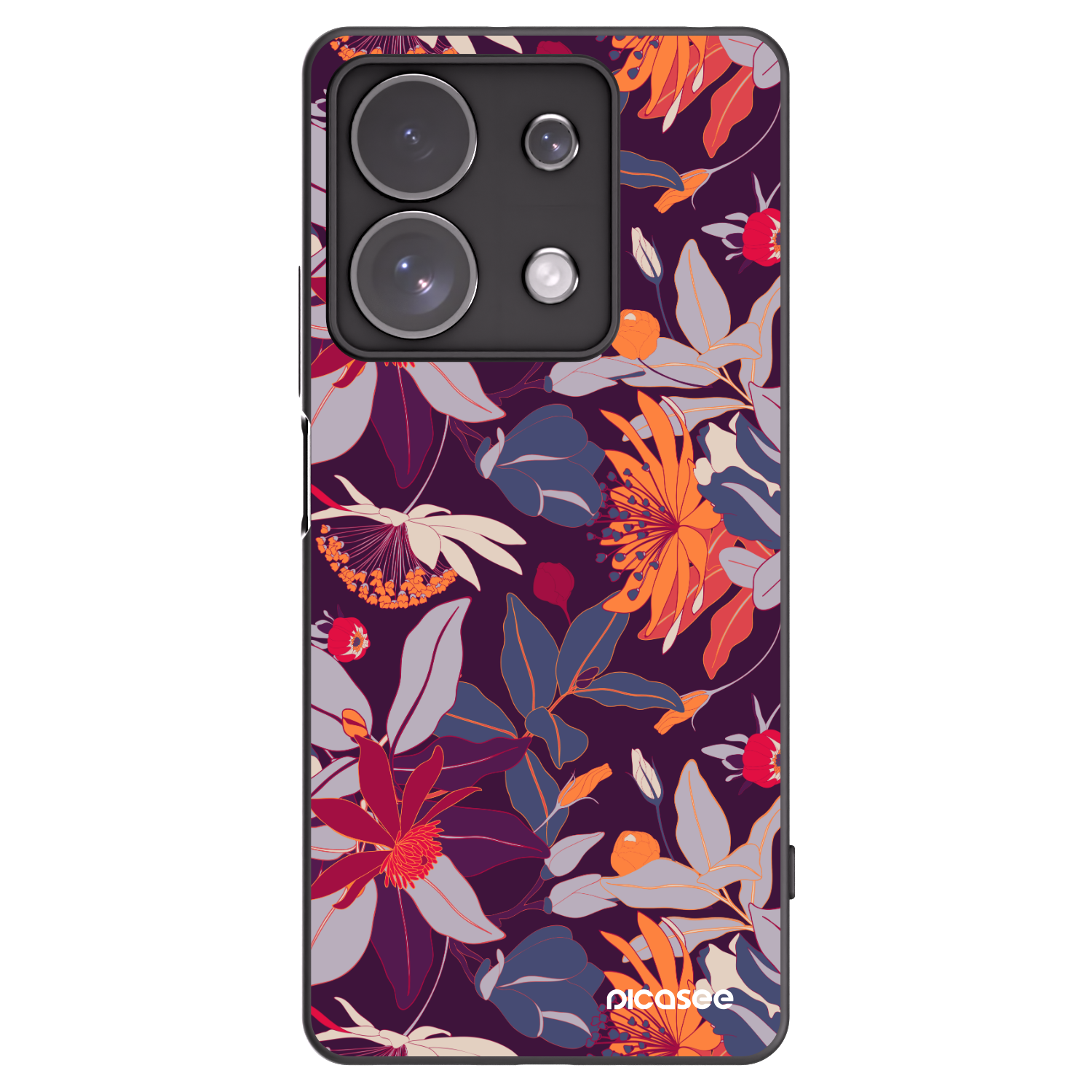 Picasee silikonski črni ovitek za Xiaomi Redmi Note 13 Pro 4G - Purple Leaf