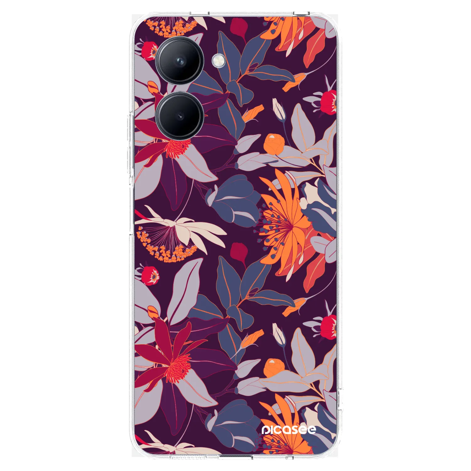 Picasee silikonski prozorni ovitek za Realme C33 (2023) - Purple Leaf