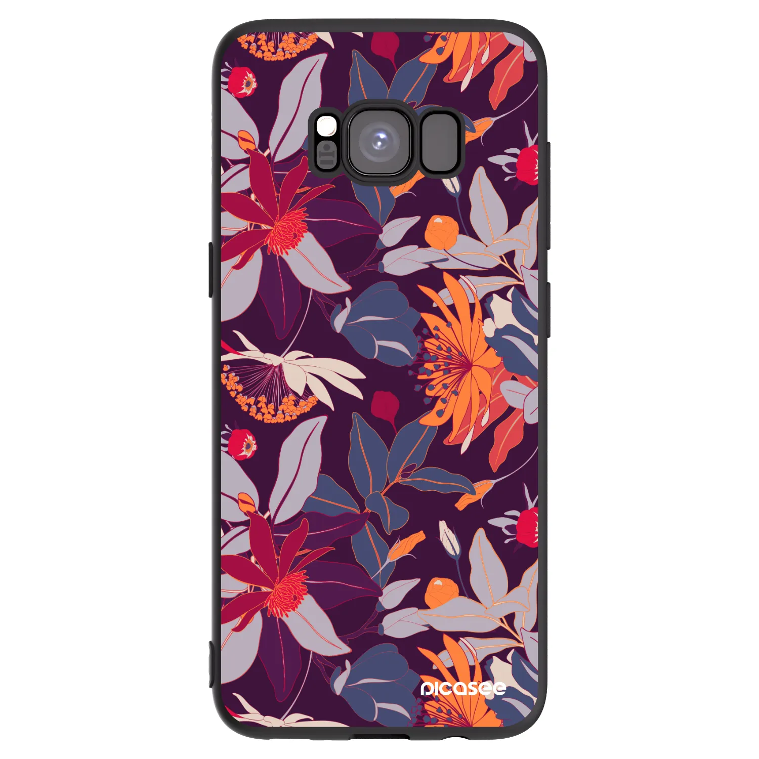 Picasee silikonski črni ovitek za Samsung Galaxy S8 G950F - Purple Leaf