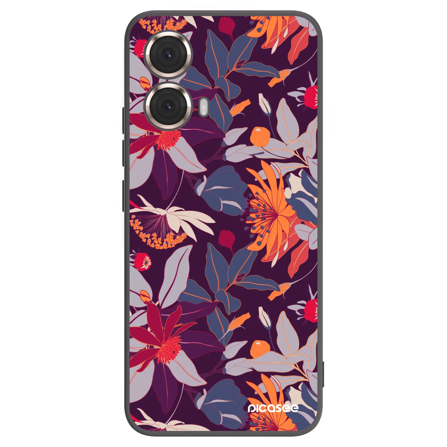 Picasee silikonski črni ovitek za Motorola Moto G85 - Purple Leaf