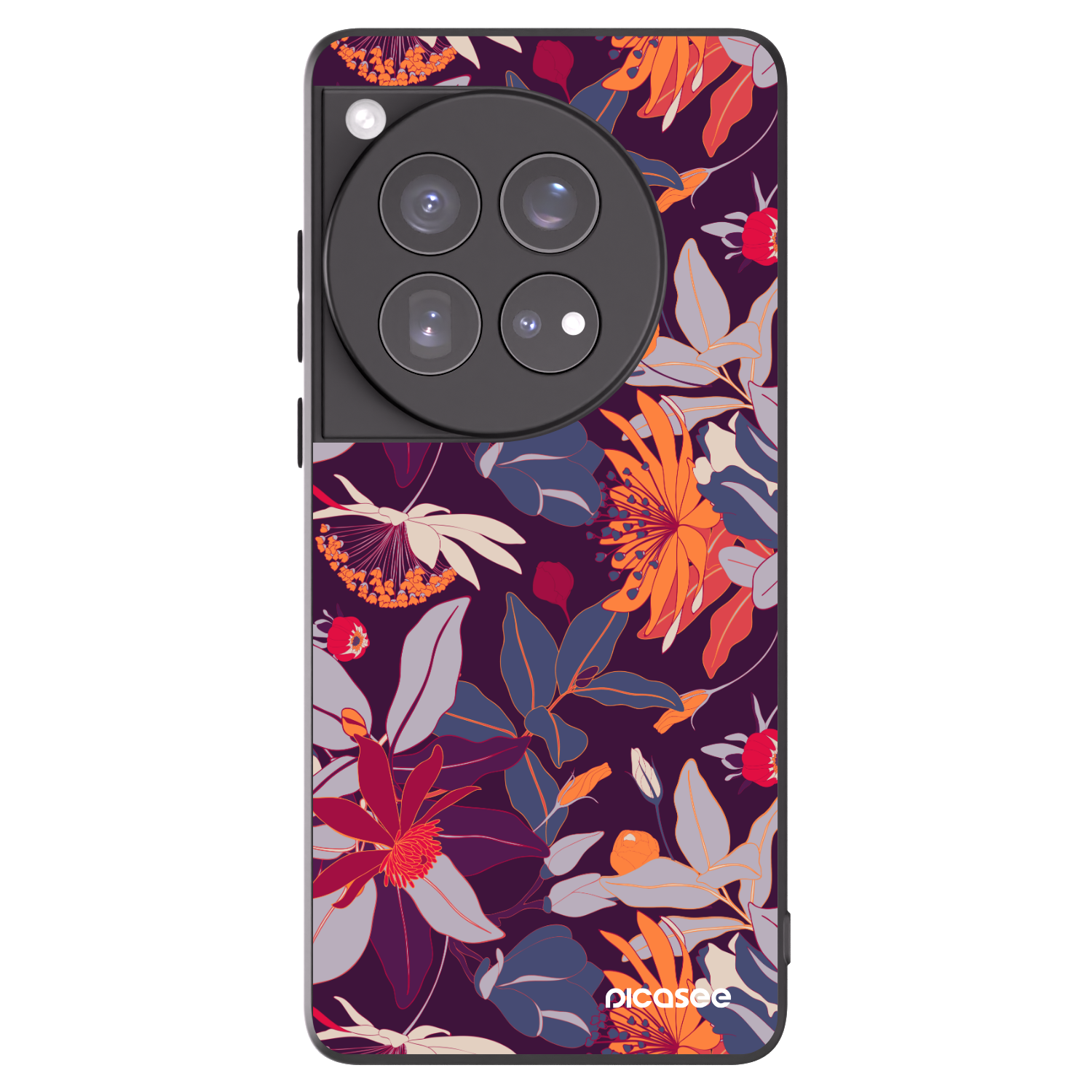 Picasee silikonski črni ovitek za OnePlus 12 5G - Purple Leaf