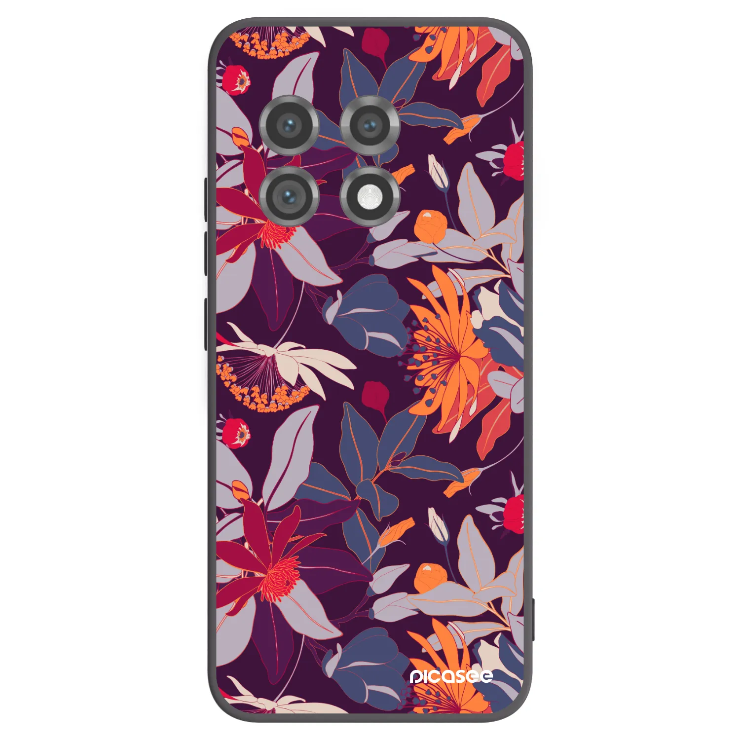 Picasee silikonski črni ovitek za OnePlus 11 5G - Purple Leaf