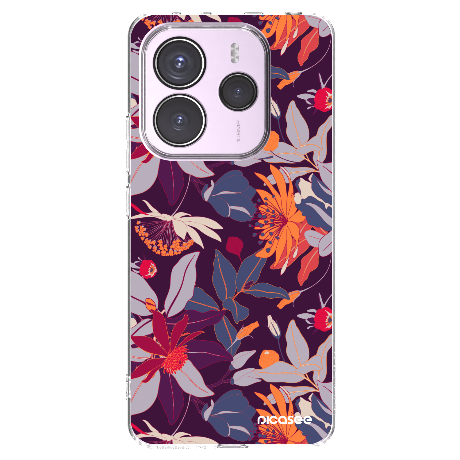 Picasee silikonski prozorni ovitek za Xiaomi Redmi Note 14 5G - Purple Leaf