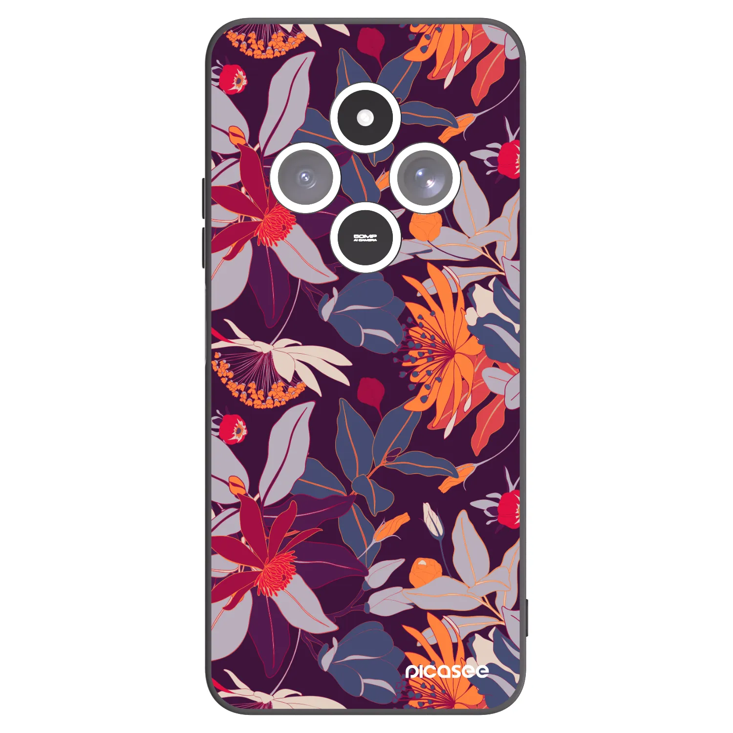 Picasee silikonski črni ovitek za Xiaomi Redmi 14C - Purple Leaf
