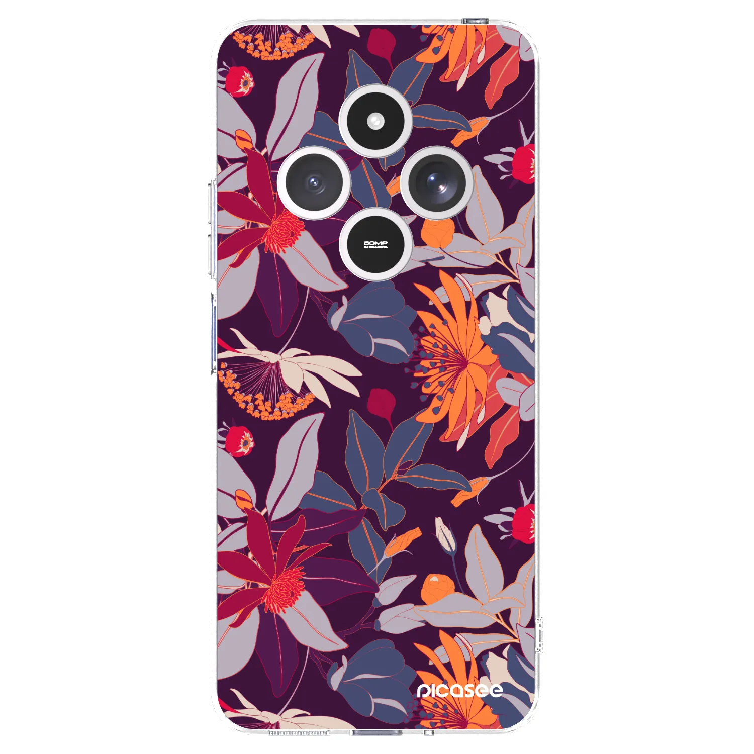 Picasee silikonski prozorni ovitek za Xiaomi Redmi 14C - Purple Leaf