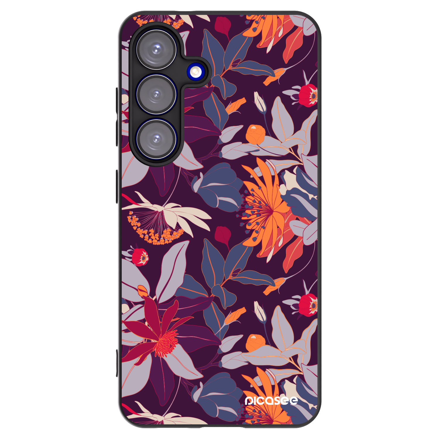 Picasee silikonski črni ovitek za Samsung Galaxy S25 5G - Purple Leaf