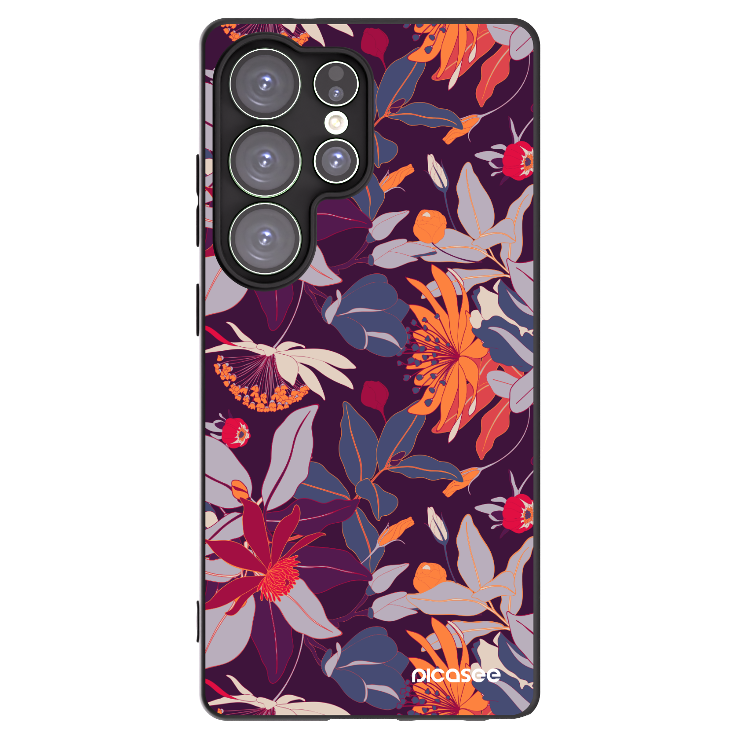 Picasee silikonski črni ovitek za Samsung Galaxy S25 Ultra 5G - Purple Leaf