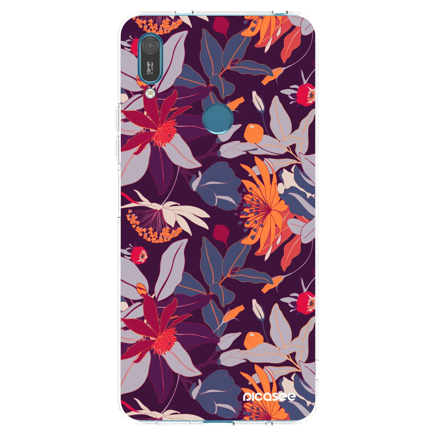 Picasee silikonski prozorni ovitek za Huawei Y7 2019 - Purple Leaf