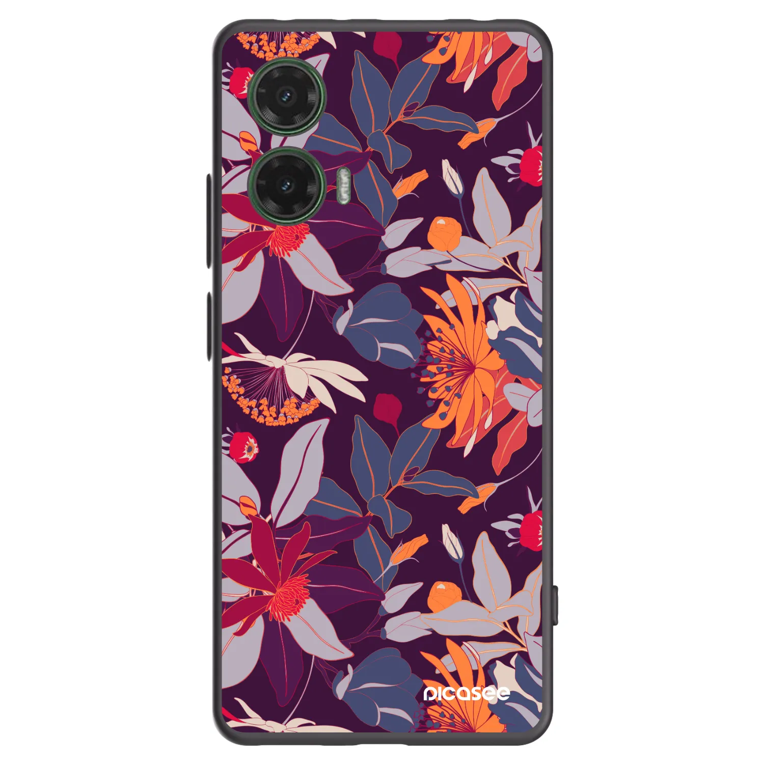 Picasee silikonski črni ovitek za Motorola Moto G35 5G - Purple Leaf