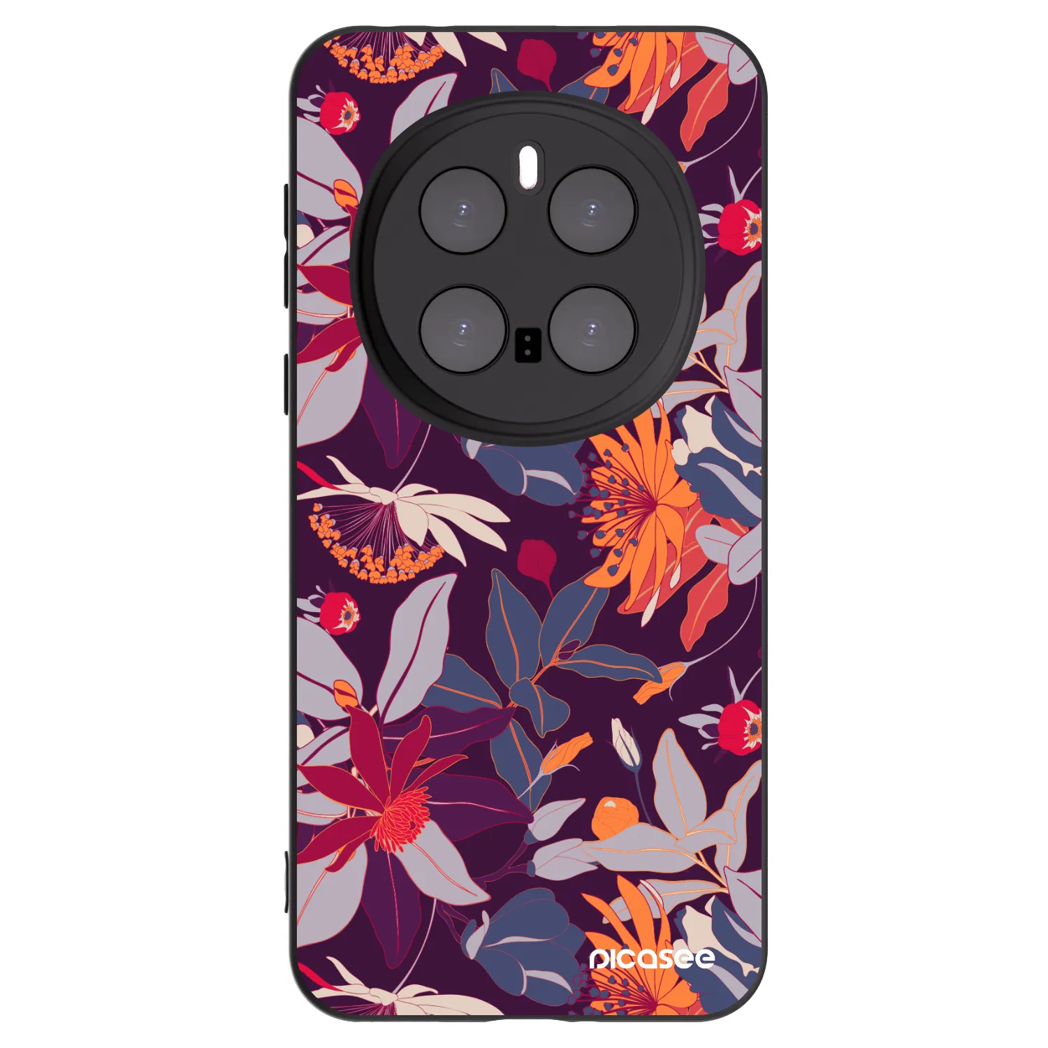 Picasee silikonski črni ovitek za Honor Magic7 Pro 5G - Purple Leaf